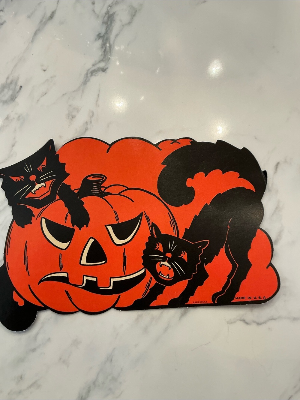 Halloween Beistie Cat & Pumpkin Decorative die-cut - Orange & Black
